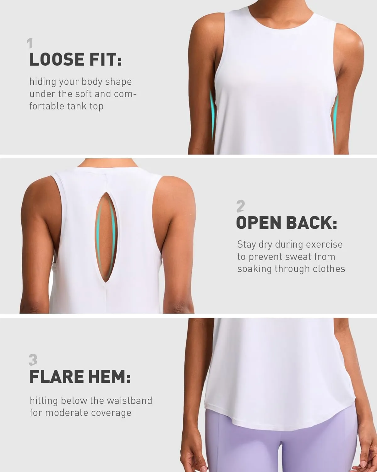 RUNNING GIRL Women's Sleeveless Workout Tops, Ultra Soft Loose Fit Active Tennis Shirts Yoga Tank for Women