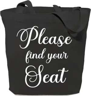 SAUIVD Please Find Your Seat Tote Bag for Women Inspirational Funny Quotes for Introvert Shoulder Reusable Grocery Bags