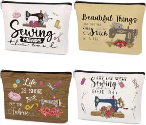 SEAOYOZO Sewing Makeup Bag Gifts, Funny Quilting Sewing Gifts for Seamstress Women Sewing Lovers, Sewing Supplies Quilter Gifts Cosmetic Bag, Sew Machine Themed Gift for Mom Grandma Aunt