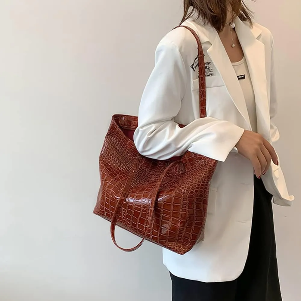 Shiny Tote Bags for Women Patent Faux Leather Handbags Large Purse Satchel Bag Hobo Handbag Shoulder Bag Minimalist