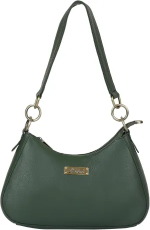 Shoulder Bag in Olive Genuine Leather Hobo Purse for Women, Soft Half Moon Tote with Top Zipper Closure, Stylish Handbag for Daily Use, Travel & Casual Outings.