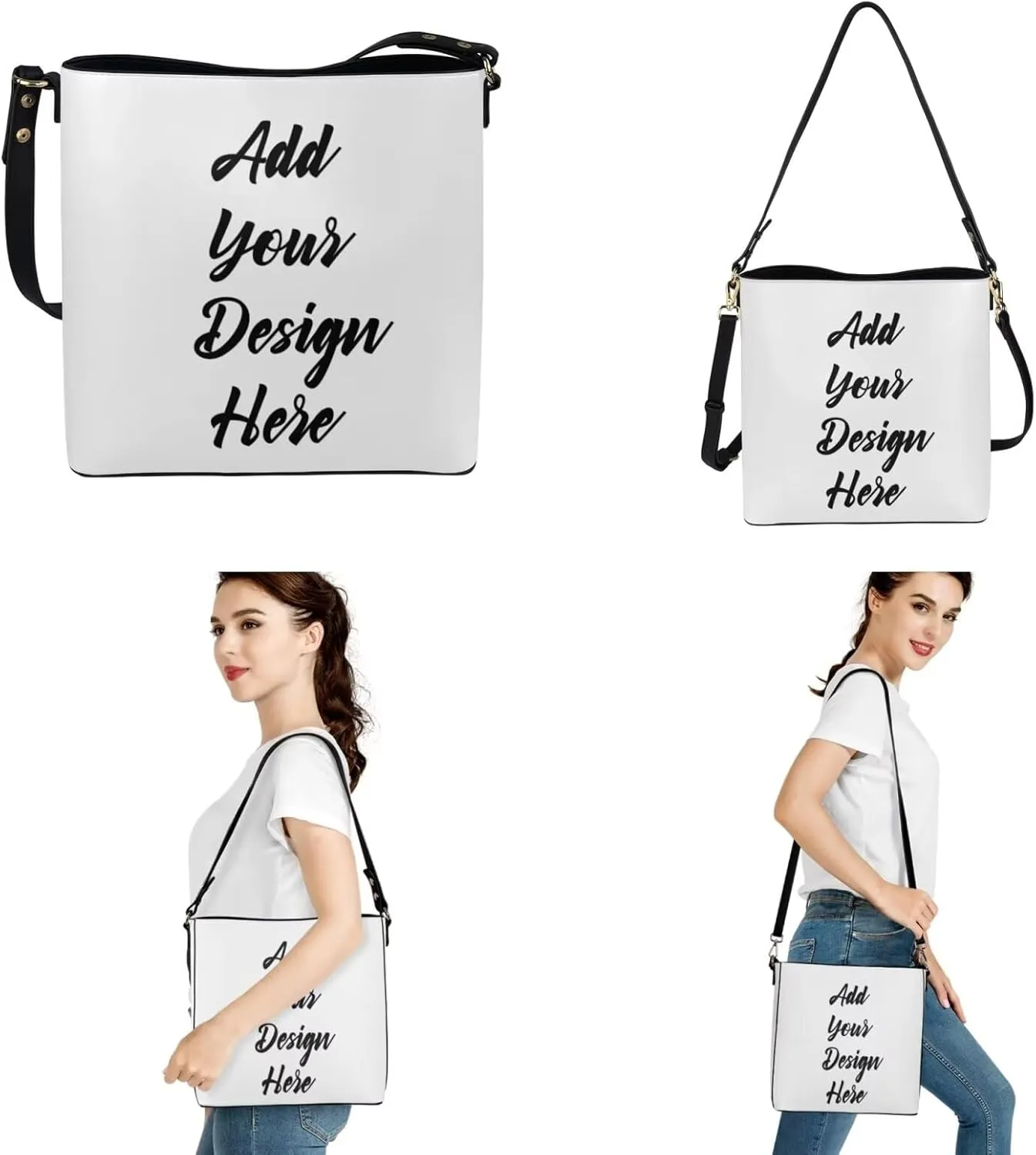 Shoulder Bags Set 2 Piece Saddle Bags Satchel Bags for Women Large Capacity with Zipper Wristlet Purses for Women