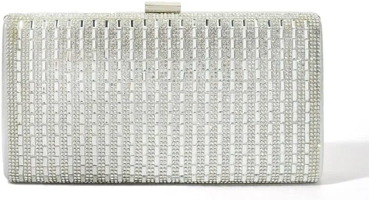 Silver Clutch Purses for Women Formal Rhinestone Evening Bag Elegant Sparkly Wedding Clutch for Party