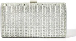 Silver Clutch Purses for Women Formal Rhinestone Evening Bag Elegant Sparkly Wedding Clutch for Party