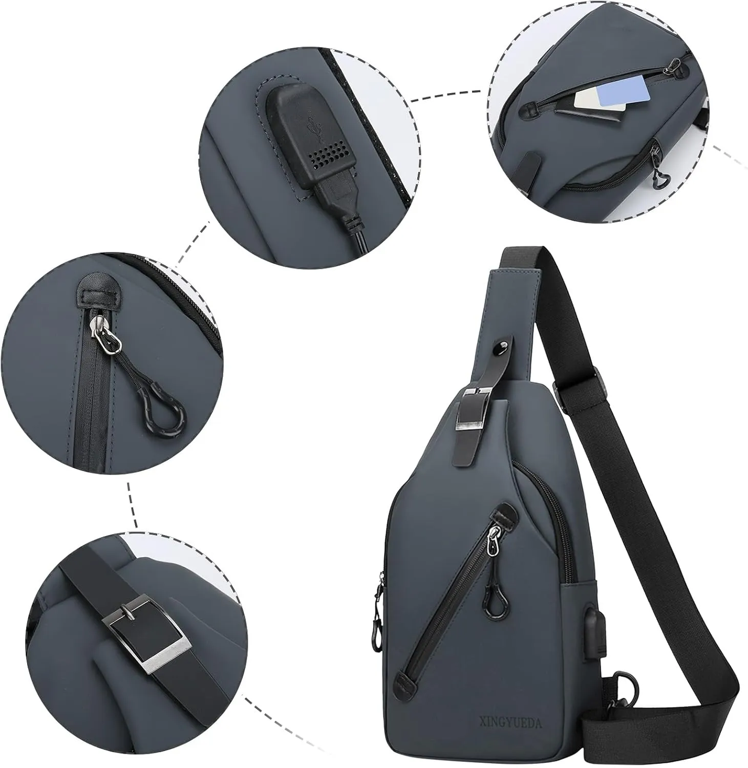 Small Backpack Purses for Women Chest Bags Daypack Crossbody for Travel Sport Running Hiking Foldable Backpack(Grey)