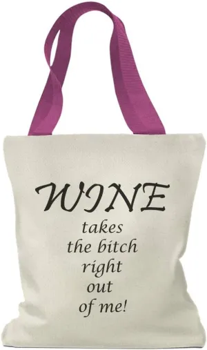 Speedy Pros Canvas Tote Bag for Women Wine Takes The Bitch Right out of Me Funny Drinking Beach Bags for Women