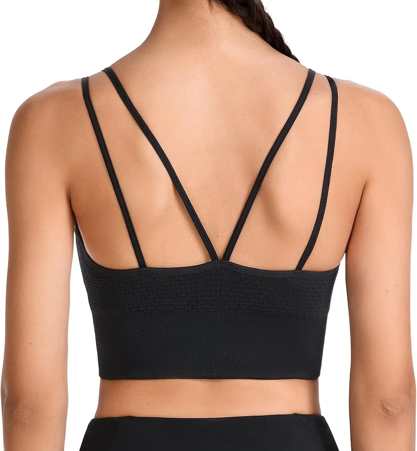 Sports Bra, Workout Tops for Women, Medium Impact Strappy Padded Sports Bras for Women High Support