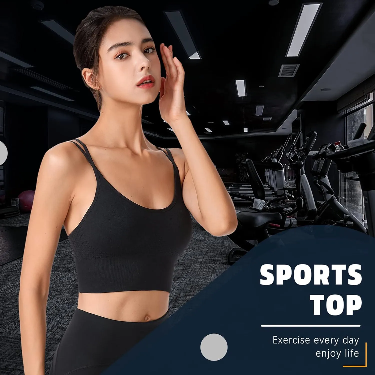 Sports Bra, Workout Tops for Women, Medium Impact Strappy Padded Sports Bras for Women High Support
