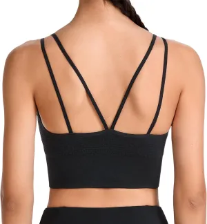 Sports Bra, Workout Tops for Women, Medium Impact Strappy Padded Sports Bras for Women High Support