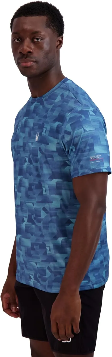 Spyder Men's Short Sleeve Rashguard  UPF , Quick-Dry, Swim Shirt, Surfing, Hiking, Workout
