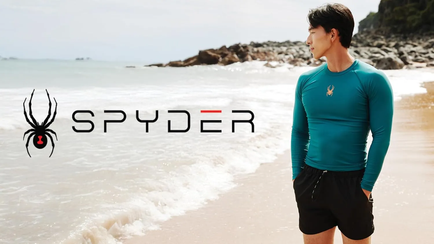 Spyder Men's Short Sleeve Rashguard  UPF , Quick-Dry, Swim Shirt, Surfing, Hiking, Workout