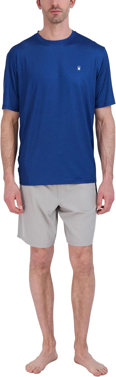 Spyder Men's Short Sleeve Rashguard  UPF , Quick-Dry, Swim Shirt, Surfing, Hiking, Workout
