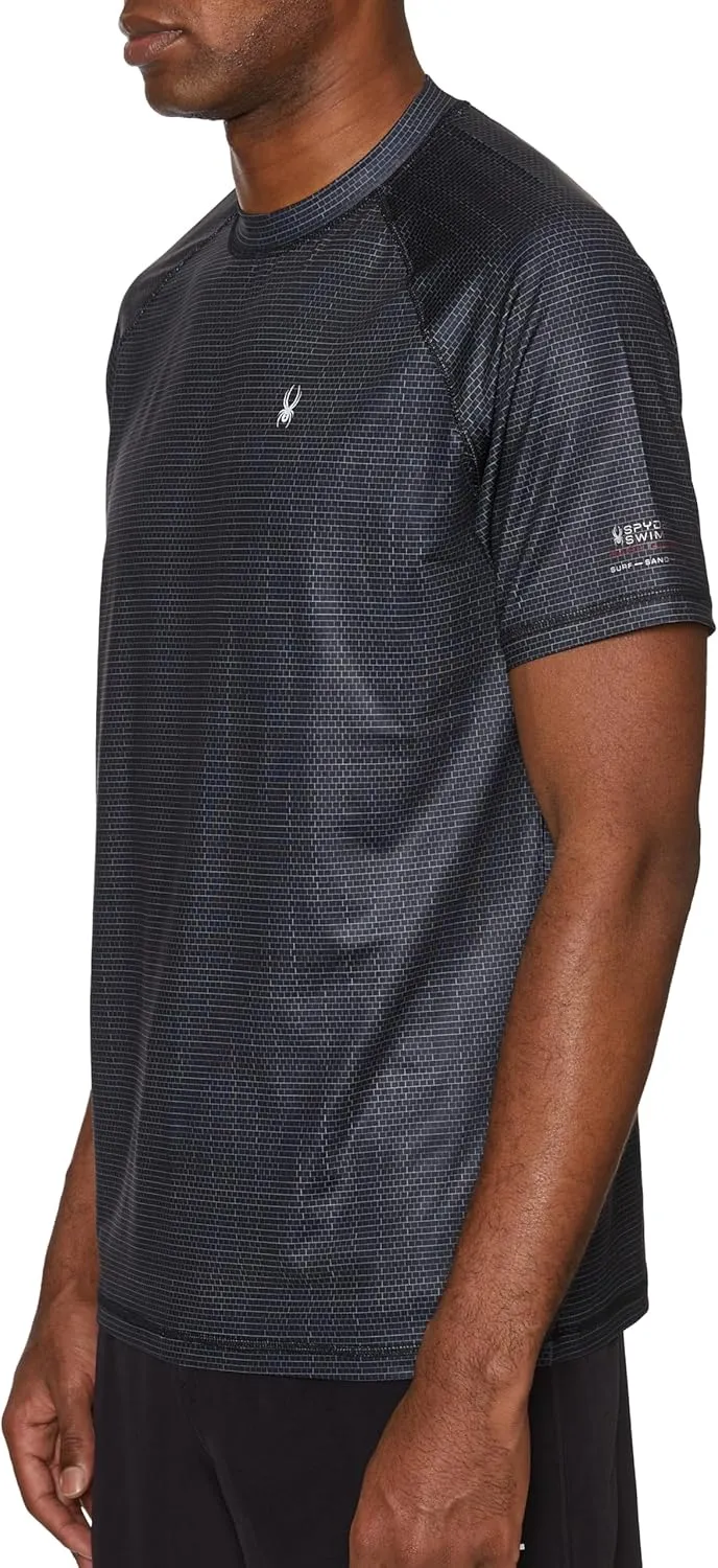 Spyder Men's Short Sleeve Rashguard  UPF , Quick-Dry, Swim Shirt, Surfing, Hiking, Workout