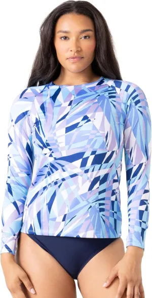 Spyder Women's Standard Long Sleeve Rashguard  Quick-Dry, UPF , Swim Shirt, Beach, Surfing, Hiking, Gym, Yoga, Denim, Small