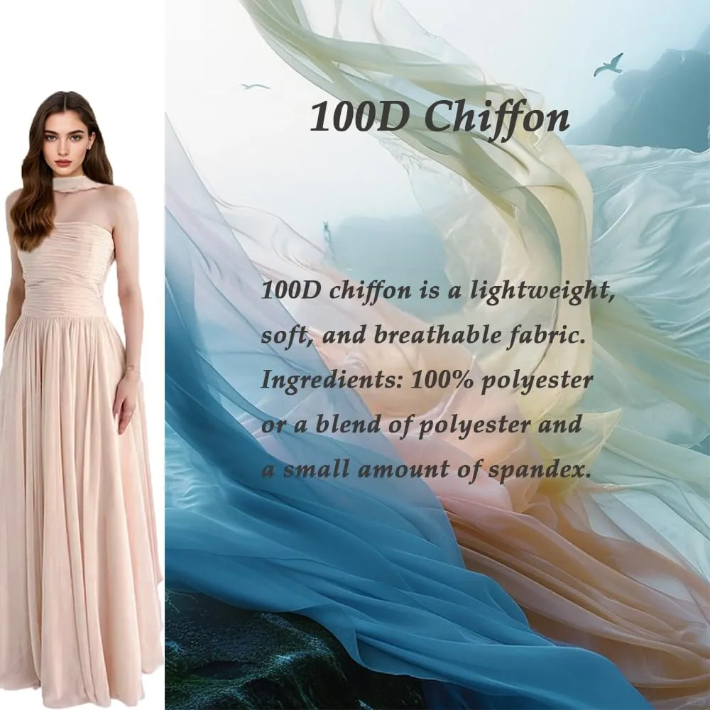 Strapless Evening Dresses for Women Chiffon A-line Draped Prom Party Gown
