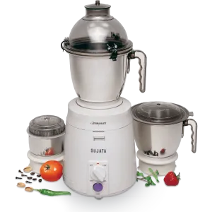 Sujata Dynamix 900-Watt Mixer Grinder | 3 Stainless Steel Jars | 22000 RPM | Wet, Dry & Chutney Grinding | Shock-Proof | White