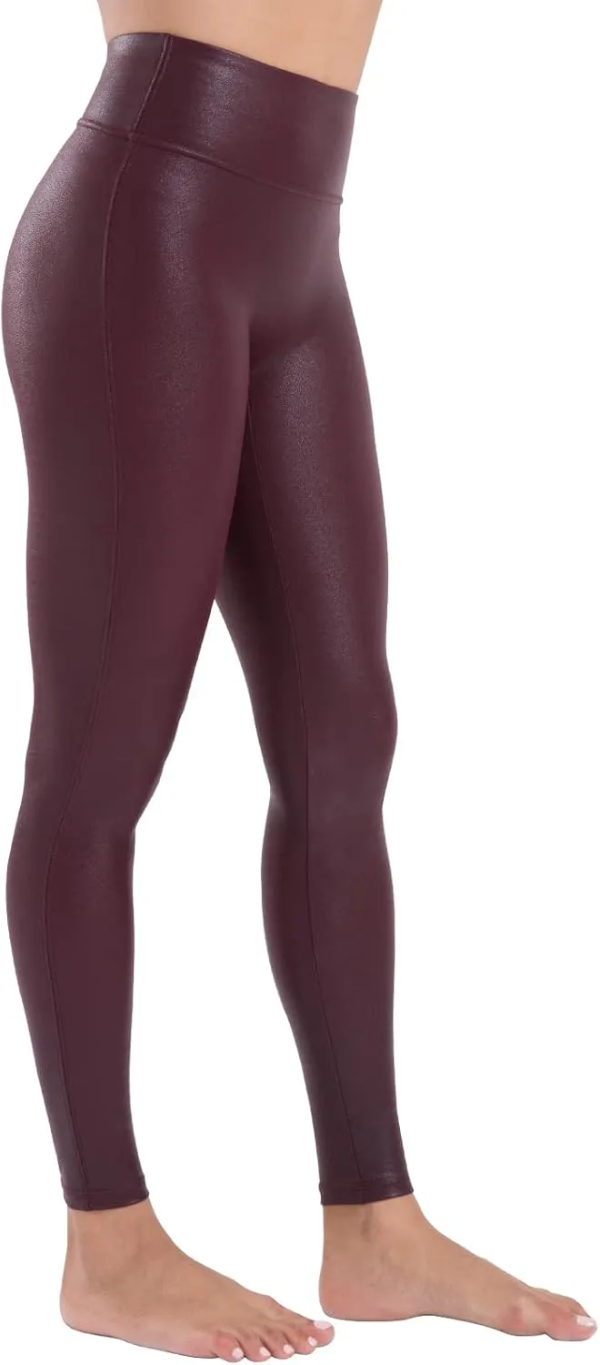 Tagoo Faux Leather Leggings for Women Tummy Control Dressy Leggings High Waisted Pleather Pants Disco Outfits