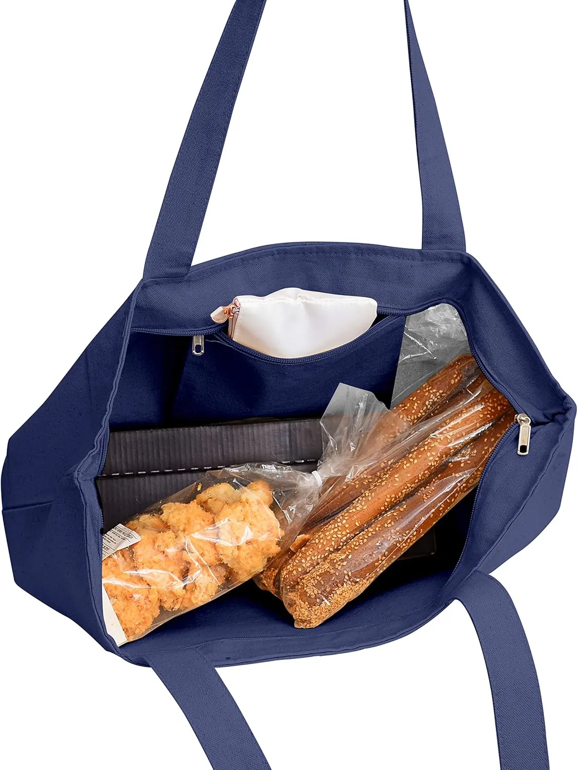 TBF Heavy Canvas Large Tote Bag with Zippered Closure for Beach, Grocery Shopping, Travel Bags