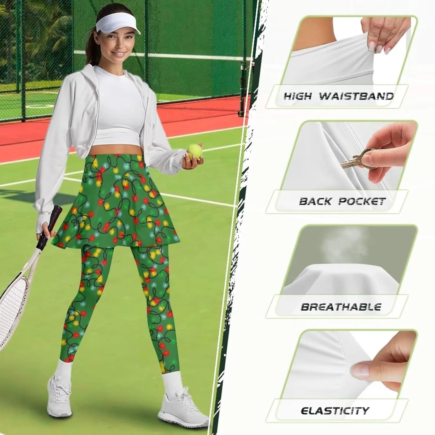 Tennis Skirted Leggings for Women Athletic Skirt with Leggings Yoga Golf Skort High Waisted Workout Pants