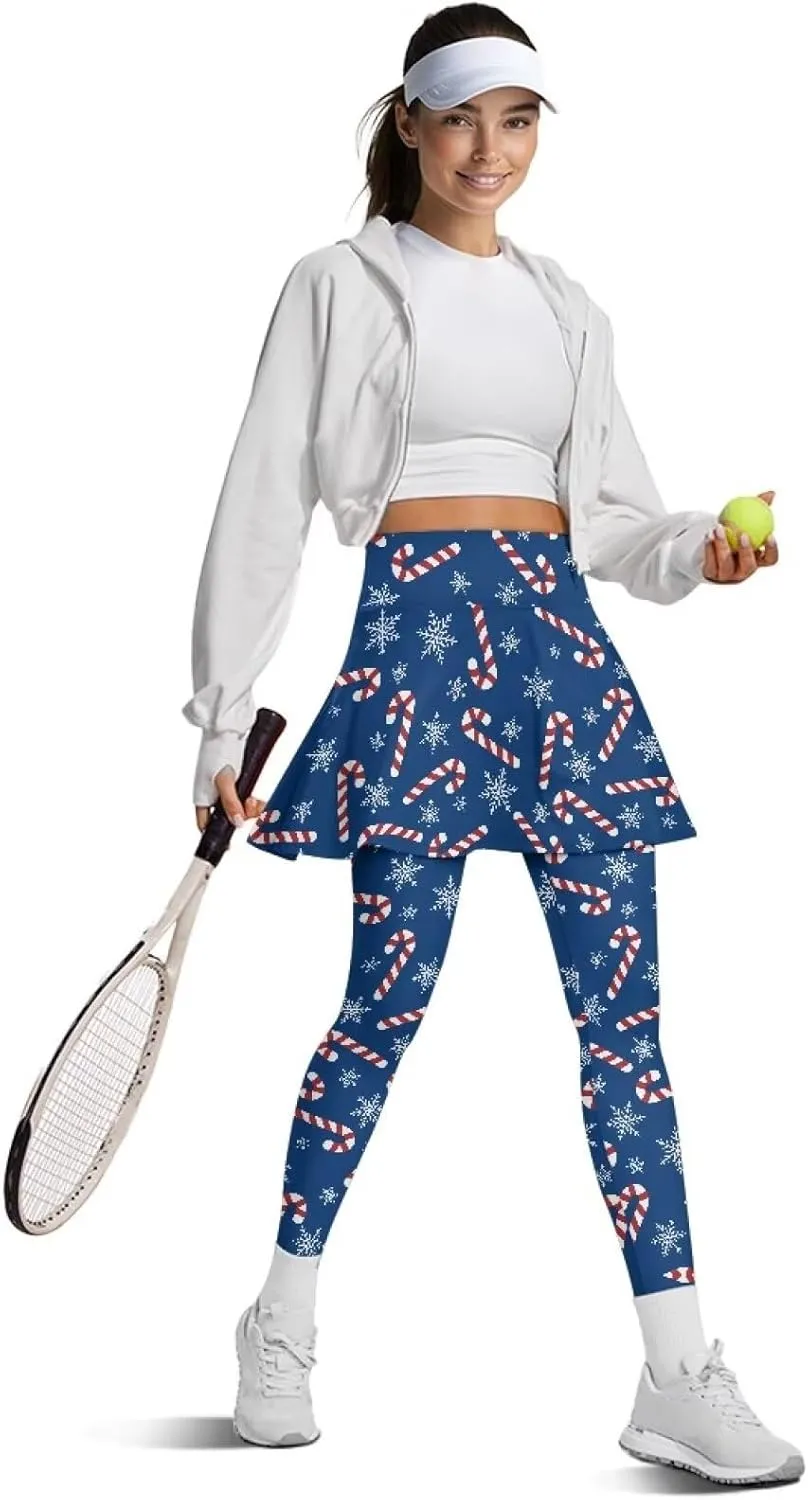 Tennis Skirted Leggings for Women Athletic Skirt with Leggings Yoga Golf Skort High Waisted Workout Pants