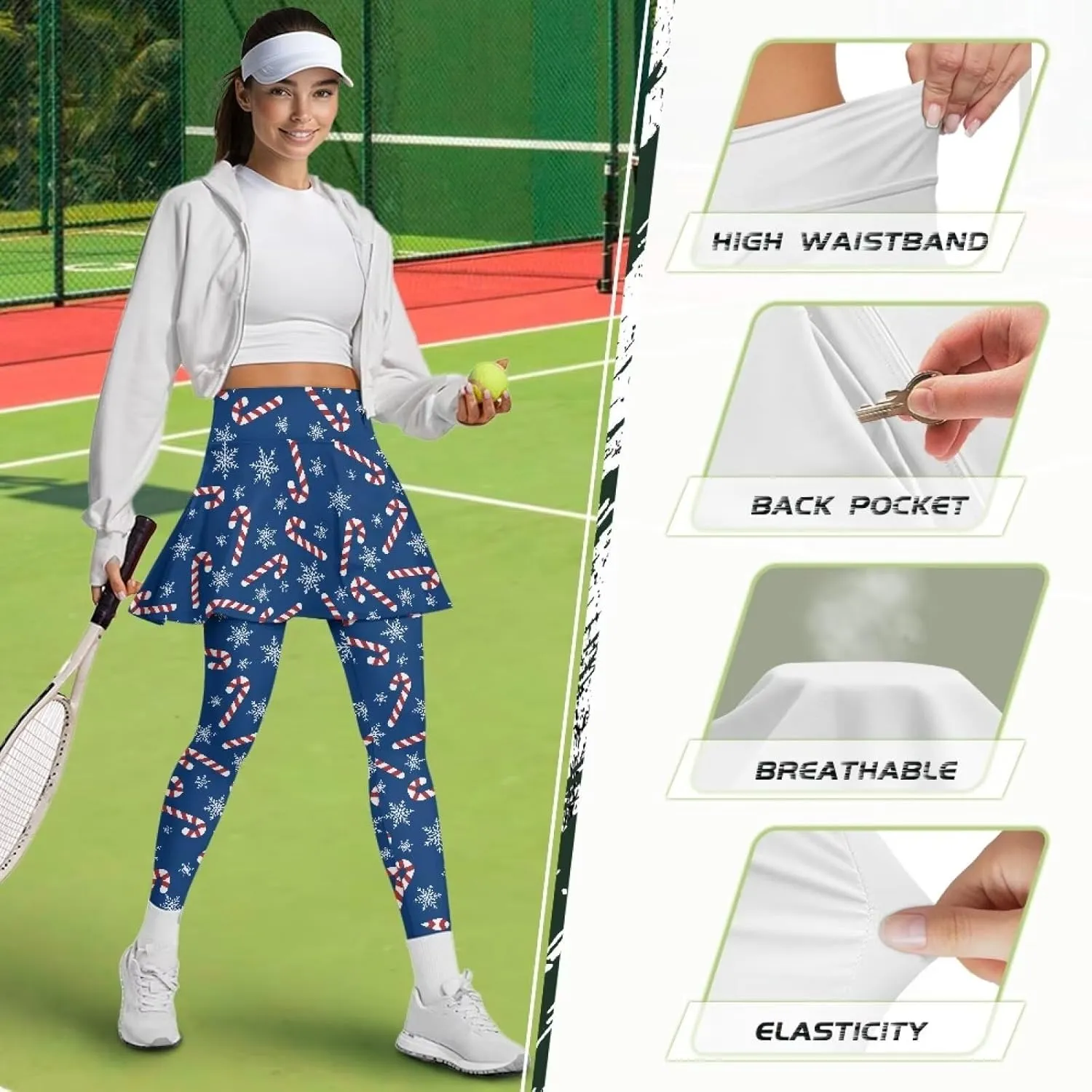 Tennis Skirted Leggings for Women Athletic Skirt with Leggings Yoga Golf Skort High Waisted Workout Pants