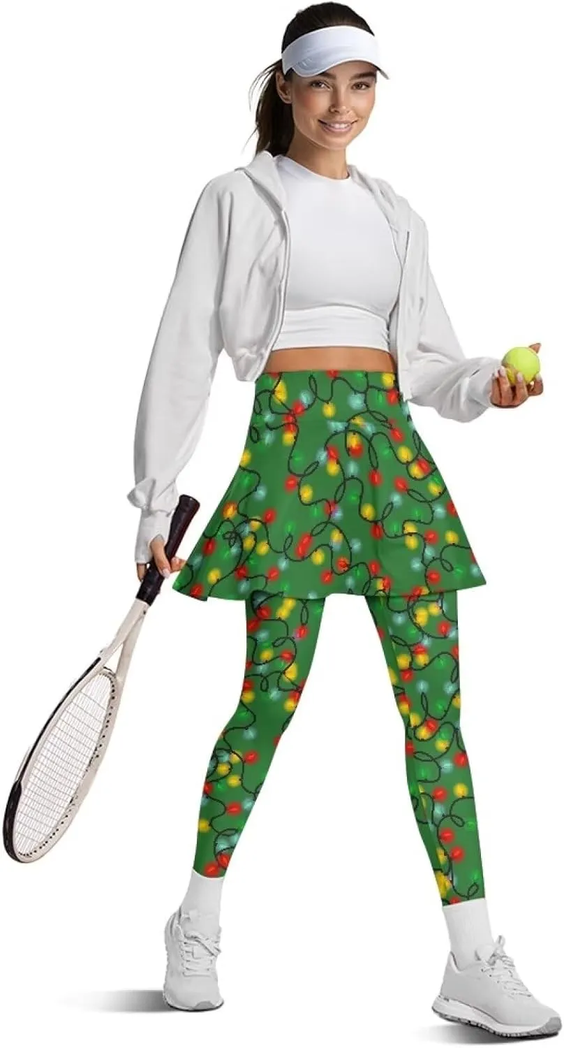 Tennis Skirted Leggings for Women Athletic Skirt with Leggings Yoga Golf Skort High Waisted Workout Pants