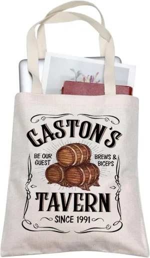 TOBGBE Gaston's Tavern Gift Beauty Movie Inspired Shopping Bag Beauty Fairy Princess Big Capacity Bag For Women