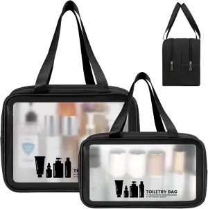 Toiletry Bag for Women Men, Translucent Dry-wet Separation Toiletries Bag Makeup Bag Travel Bag for Toiletries, Cosmetics, Travel Essentials, Toiletry Bags for Women Traveling (Black)