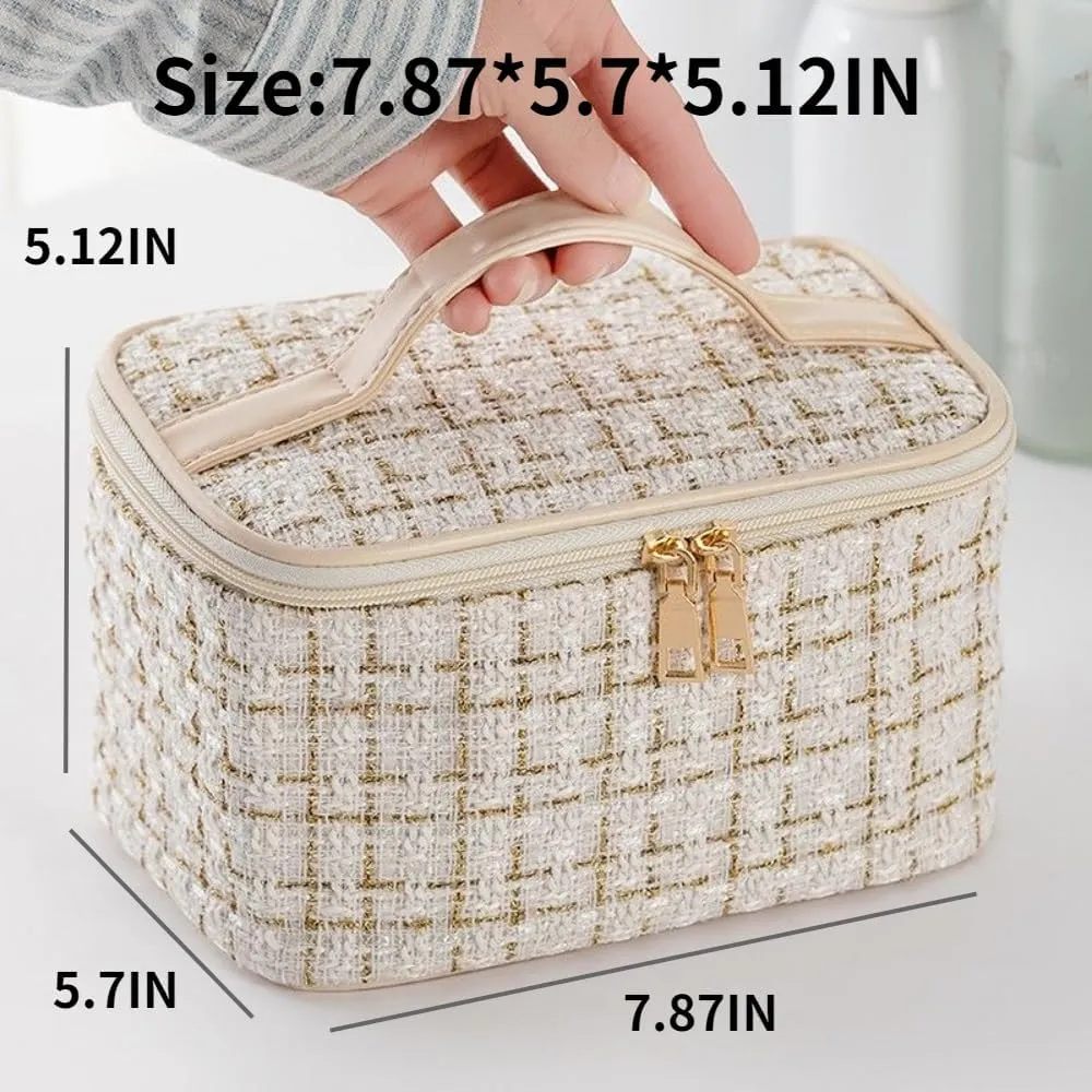 Toiletry Bag for Women Men,Travel Bag Large Capacity Tote Bag Handbag (Tweed Black)