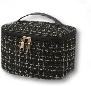 Toiletry Bag for Women Men,Travel Bag Large Capacity Tote Bag Handbag (Tweed Black)