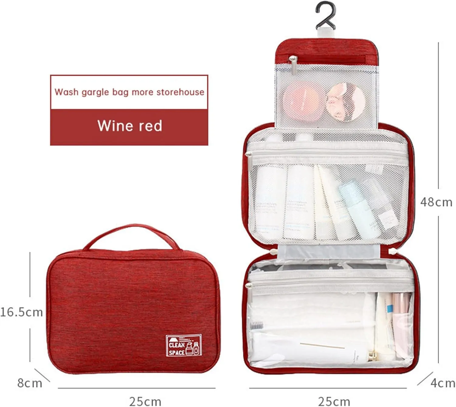 Toiletry Bag Set for Women s for Accessories Bag Makeup Toiletry Water- Shampoo ContainerToiletries Full Sized with Hanging Travel Organizer Hook Cosmetic Bag Travel Bag Cosmetic Bag