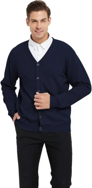 TopTie Men's Casual Fit V-Neck Cotton Sweater Cardigan