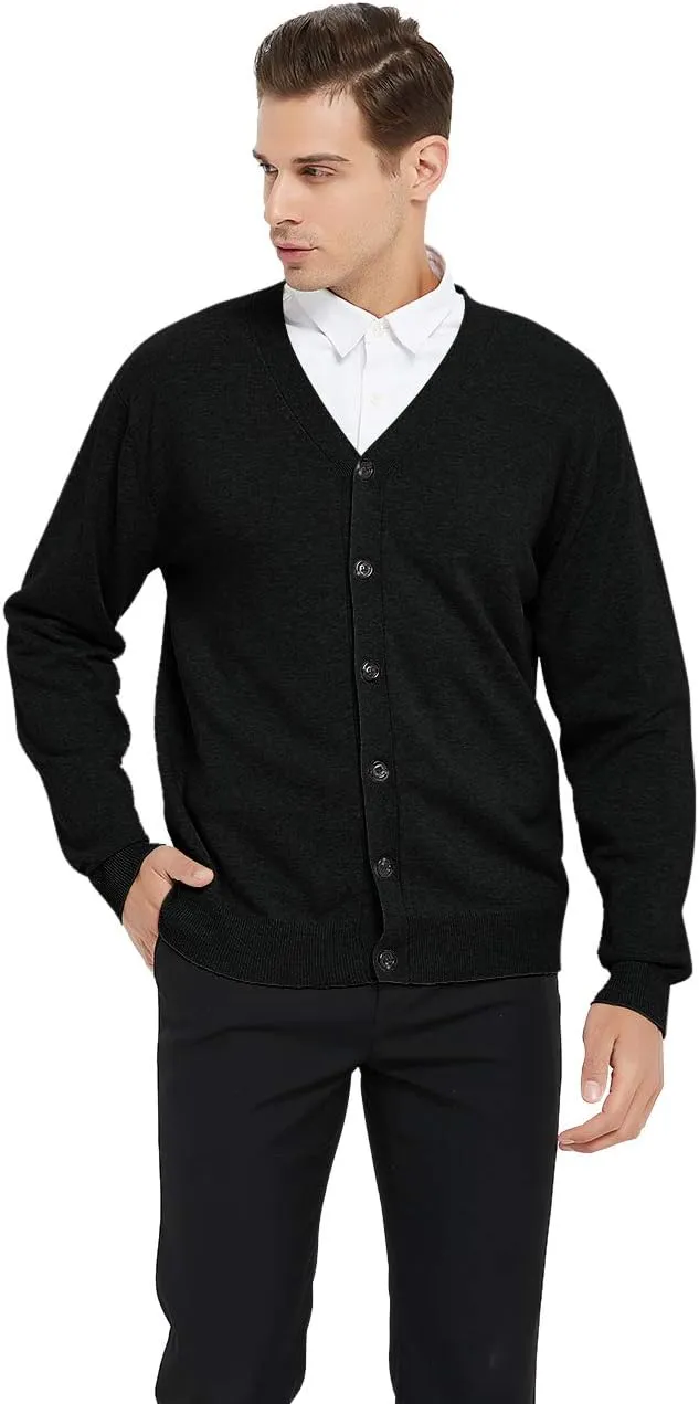 TopTie Men's Casual Fit V-Neck Cotton Sweater Cardigan