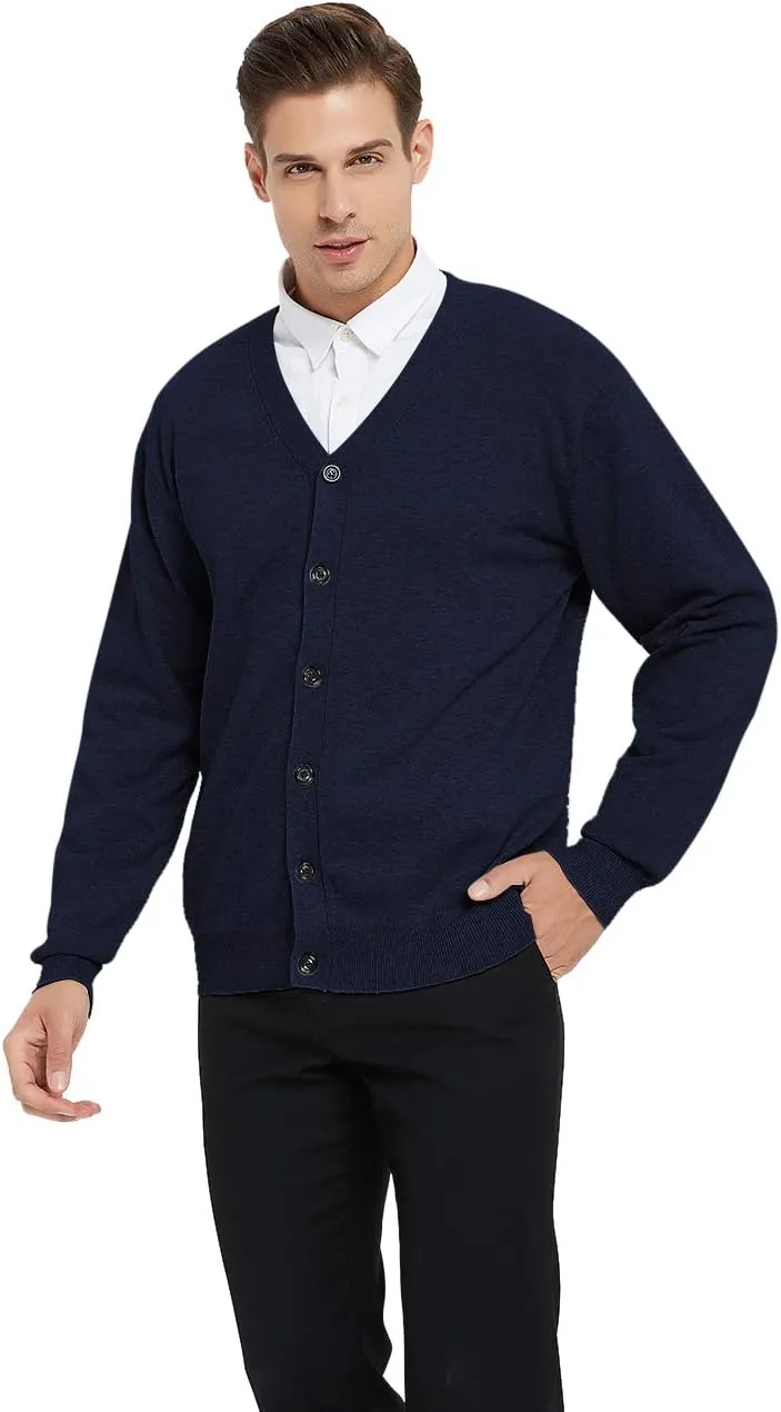 TopTie Men's Casual Fit V-Neck Cotton Sweater Cardigan