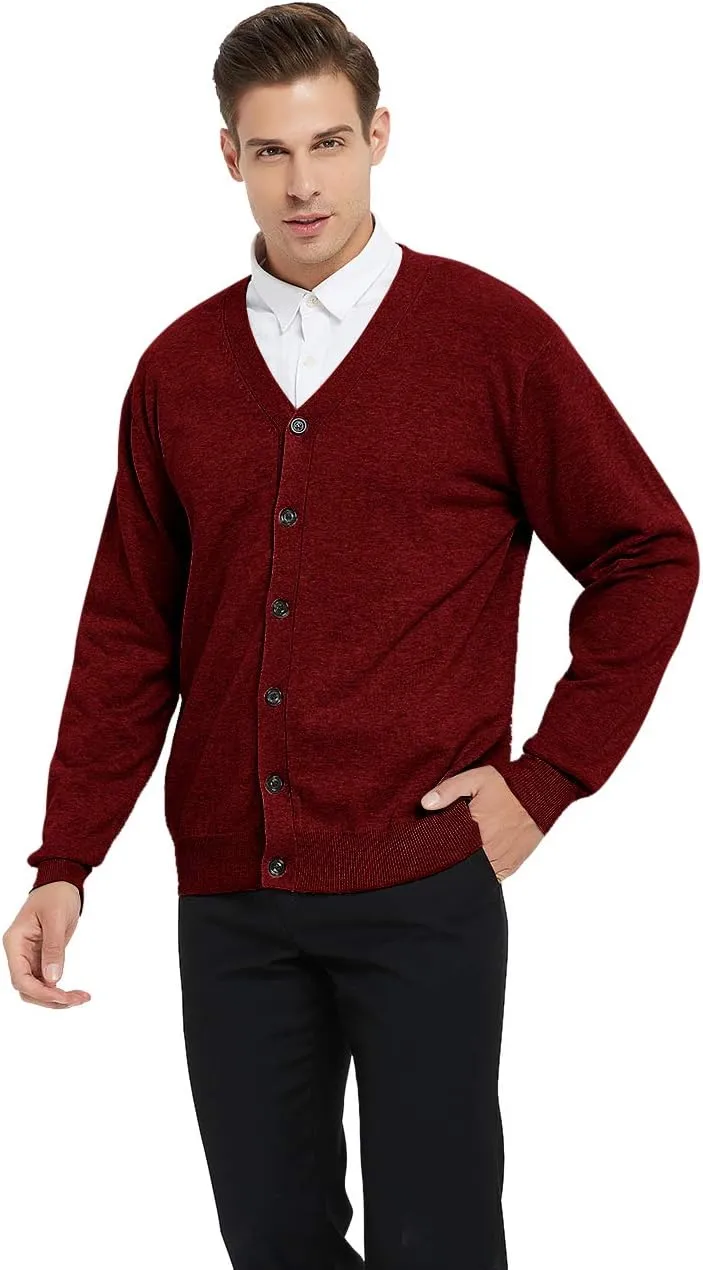 TopTie Men's Casual Fit V-Neck Cotton Sweater Cardigan