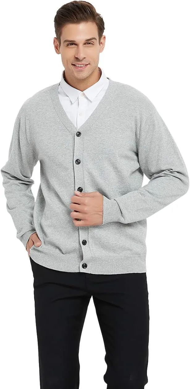 TopTie Men's Casual Fit V-Neck Cotton Sweater Cardigan