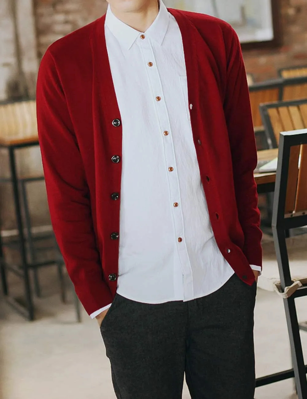TopTie Men's Casual Fit V-Neck Cotton Sweater Cardigan