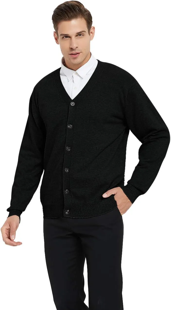 TopTie Men's Casual Fit V-Neck Cotton Sweater Cardigan