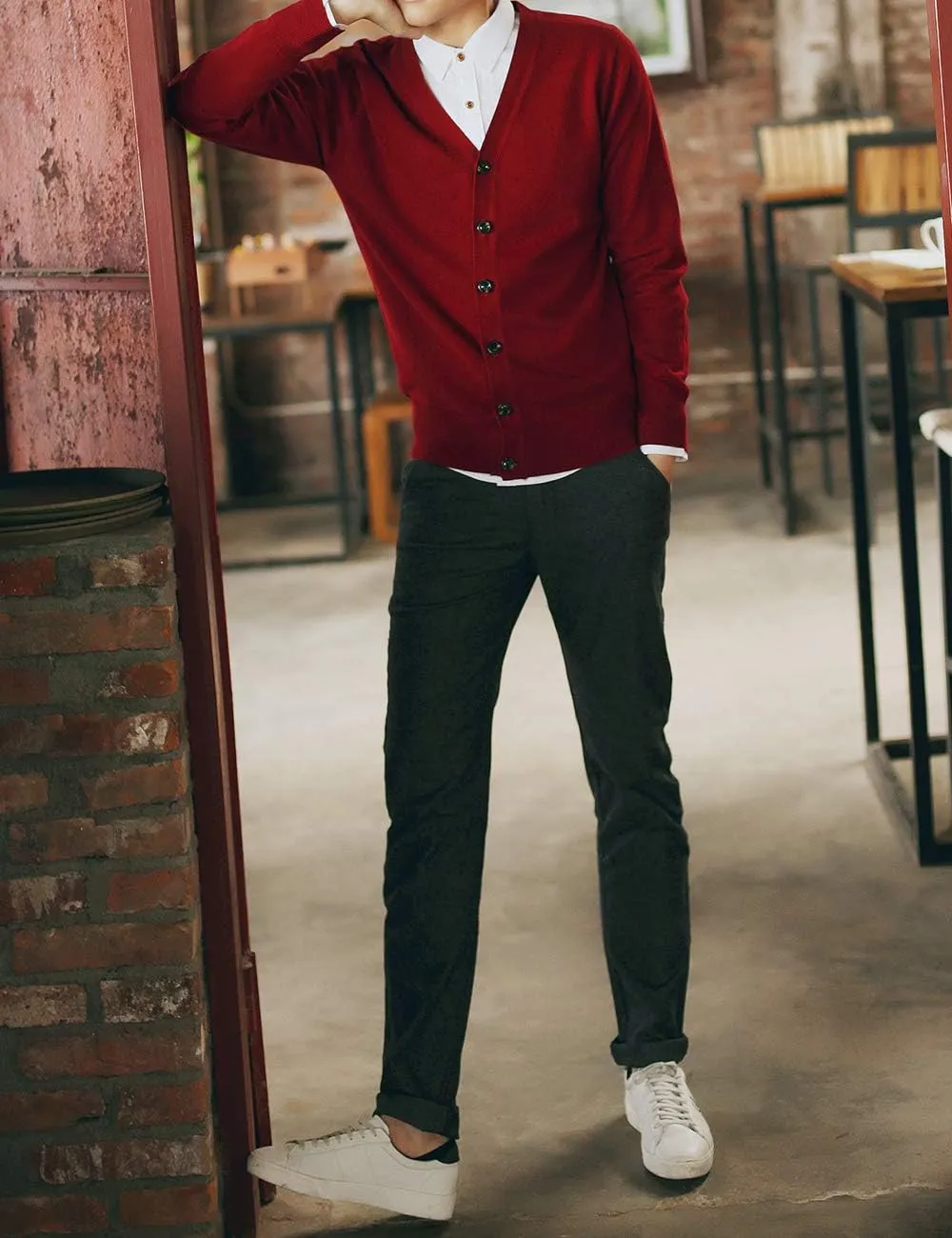 TopTie Men's Casual Fit V-Neck Cotton Sweater Cardigan