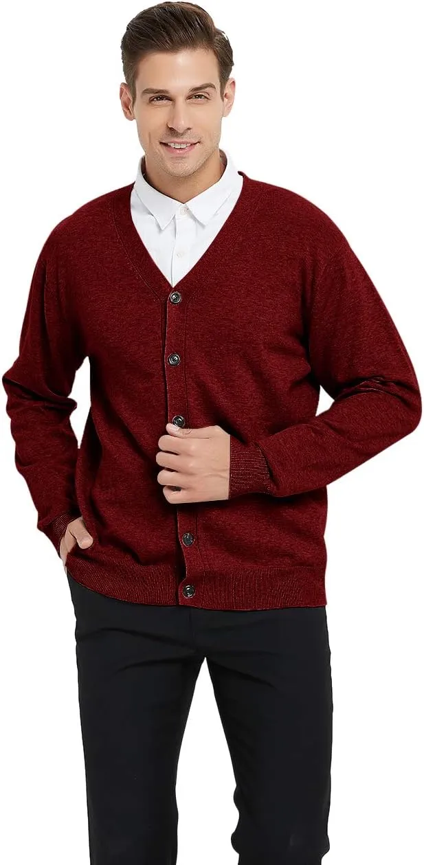 TopTie Men's Casual Fit V-Neck Cotton Sweater Cardigan
