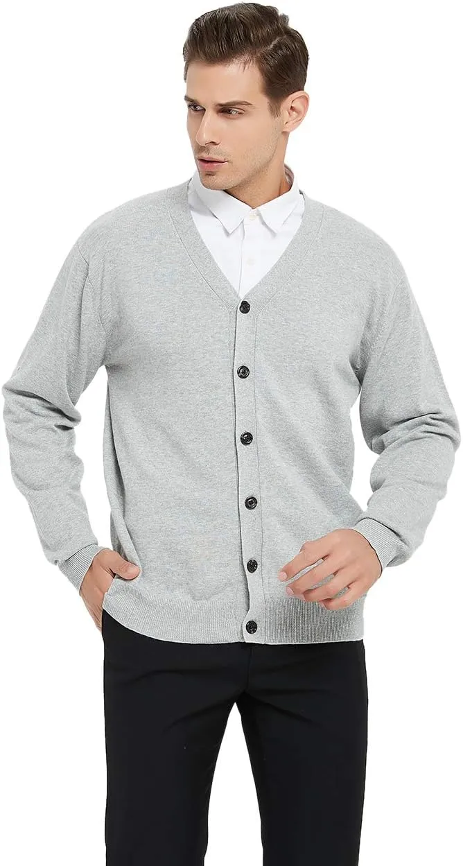 TopTie Men's Casual Fit V-Neck Cotton Sweater Cardigan