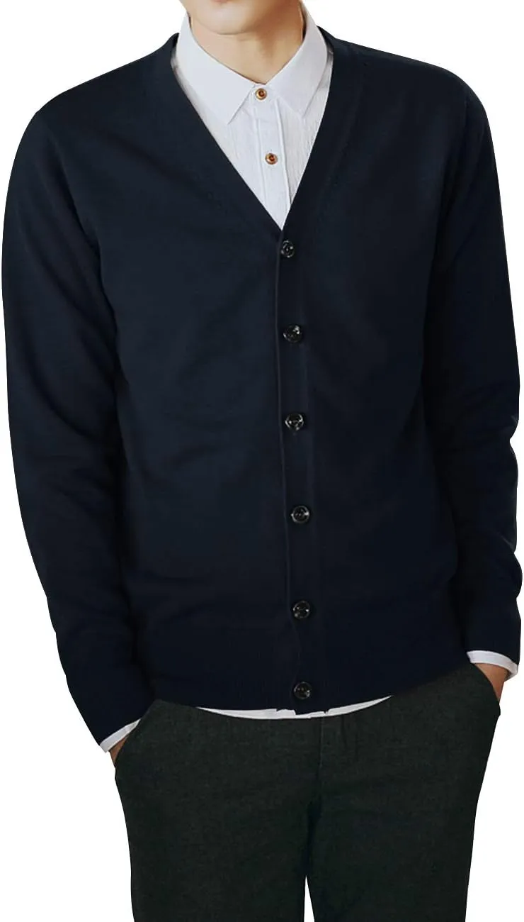 TopTie Men's Casual Fit V-Neck Cotton Sweater Cardigan