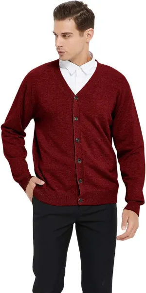 TopTie Men's Casual Fit V-Neck Cotton Sweater Cardigan
