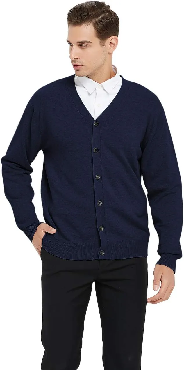 TopTie Men's Casual Fit V-Neck Cotton Sweater Cardigan