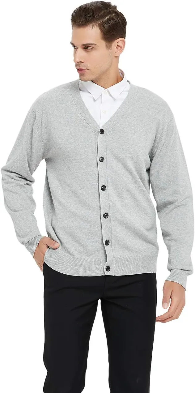 TopTie Men's Casual Fit V-Neck Cotton Sweater Cardigan