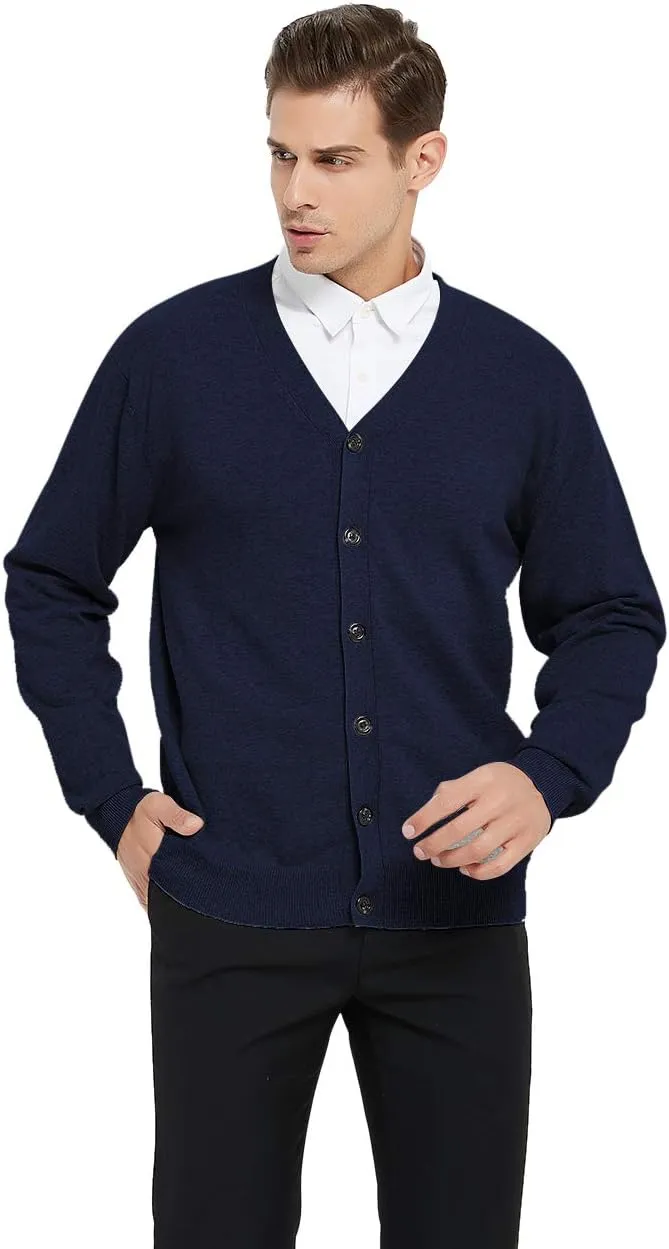 TopTie Men's Casual Fit V-Neck Cotton Sweater Cardigan