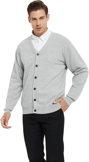 TopTie Men's Casual Fit V-Neck Cotton Sweater Cardigan