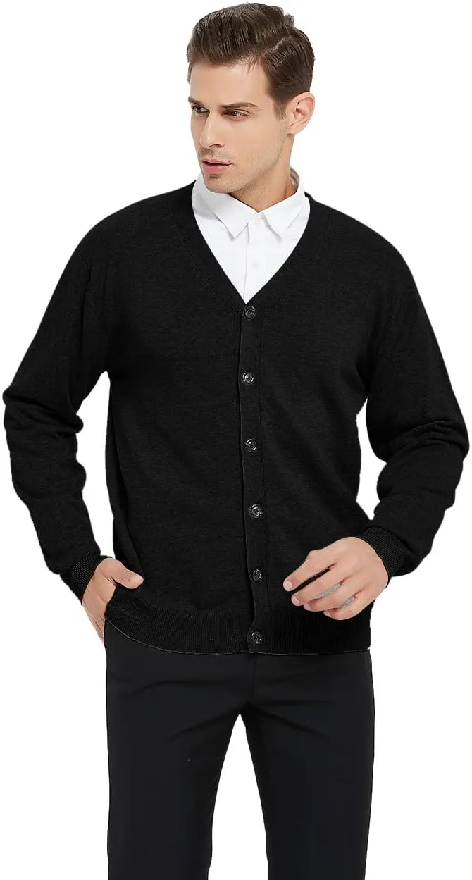 TopTie Men's Casual Fit V-Neck Cotton Sweater Cardigan
