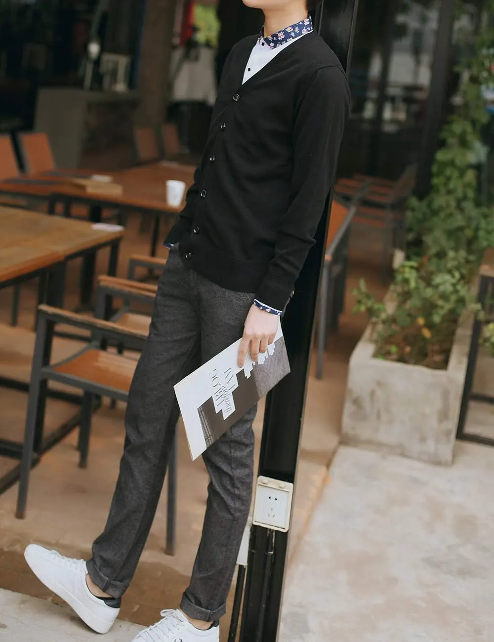 TopTie Men's Casual Fit V-Neck Cotton Sweater Cardigan
