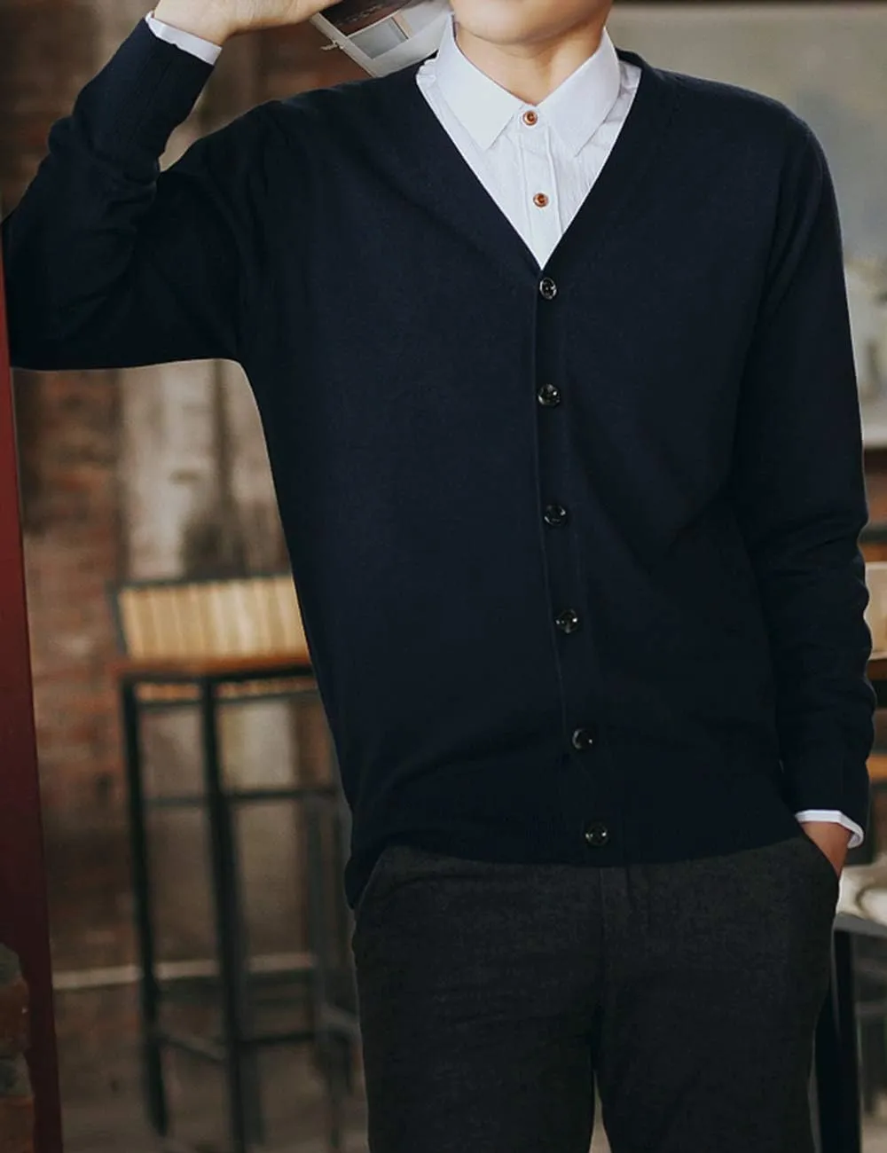 TopTie Men's Casual Fit V-Neck Cotton Sweater Cardigan